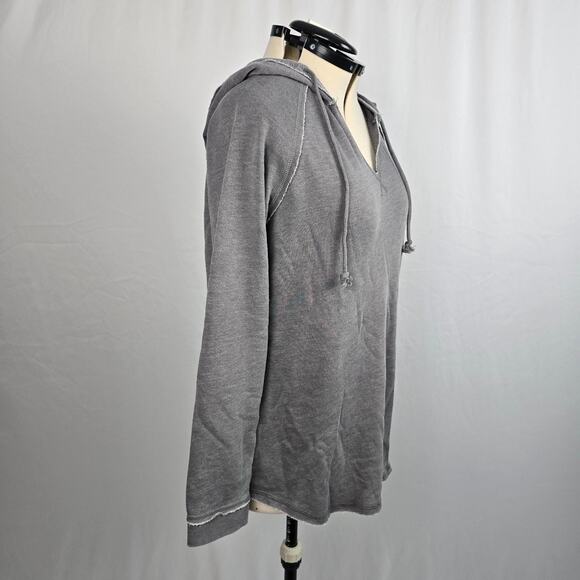U.S. Apparel Hooded Sweatshirt Women's XL Gray V-Neck Raw Hem Long Sleeve NWT - Picture 7 of 15